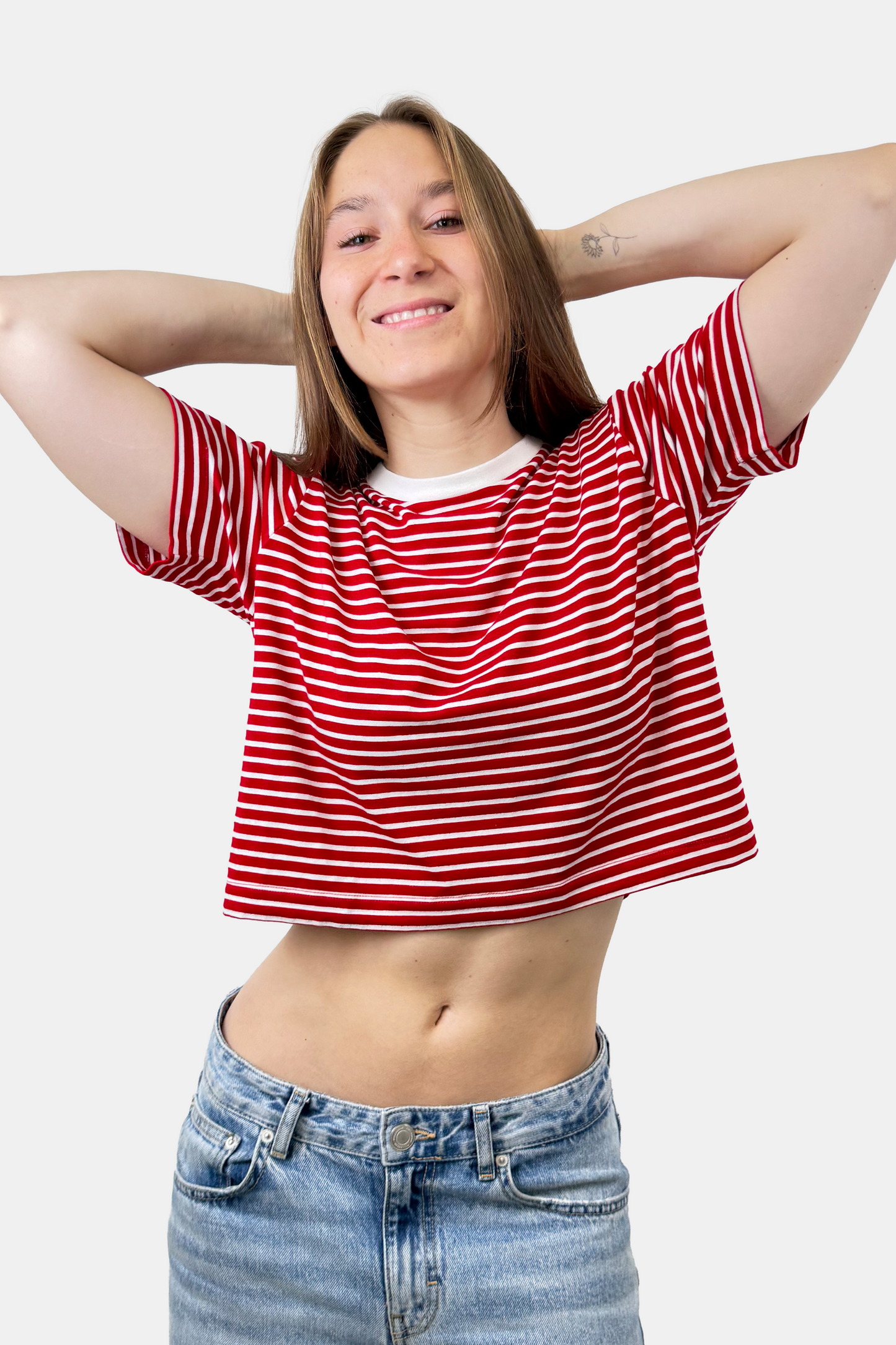 Crop Boxy fit Listado rojo (8875103617277)