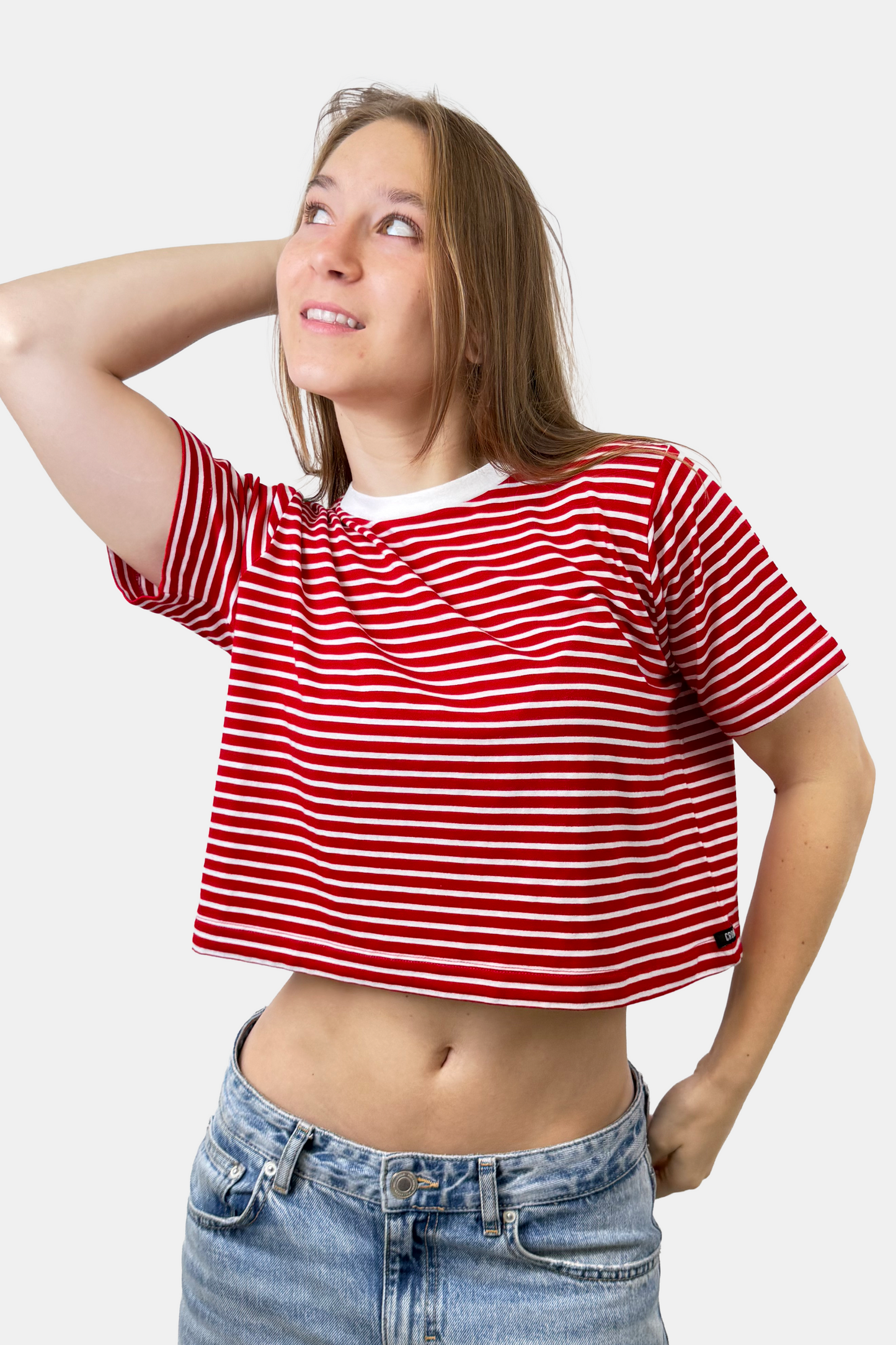 Crop Boxy fit Listado rojo (8875103617277)