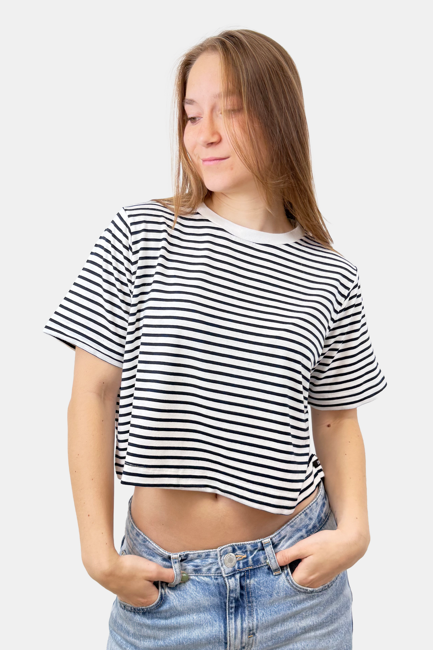 Crop Boxy fit Listado azul (8875104043261)