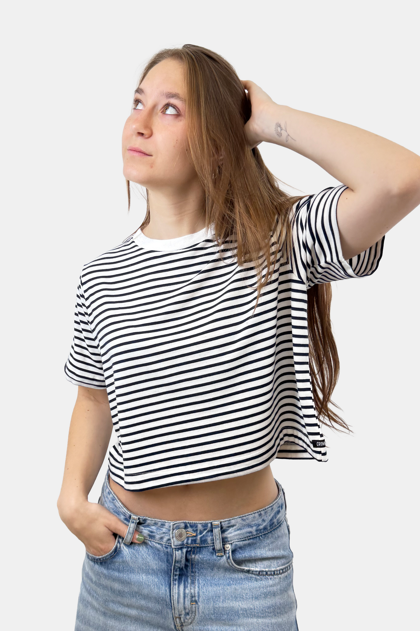 Crop Boxy fit Listado azul (8875104043261)