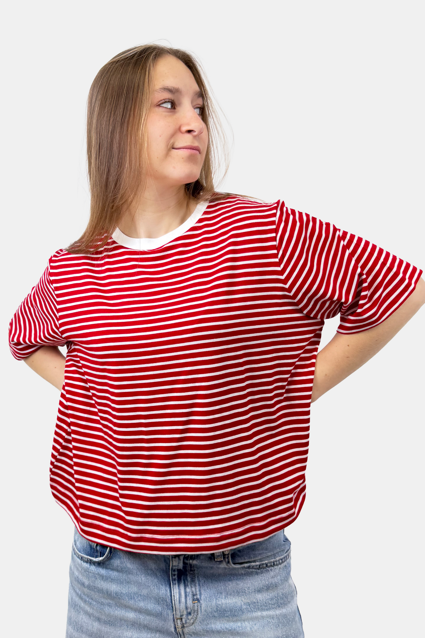 Crop Boxy fit Listado rojo (8875103617277)