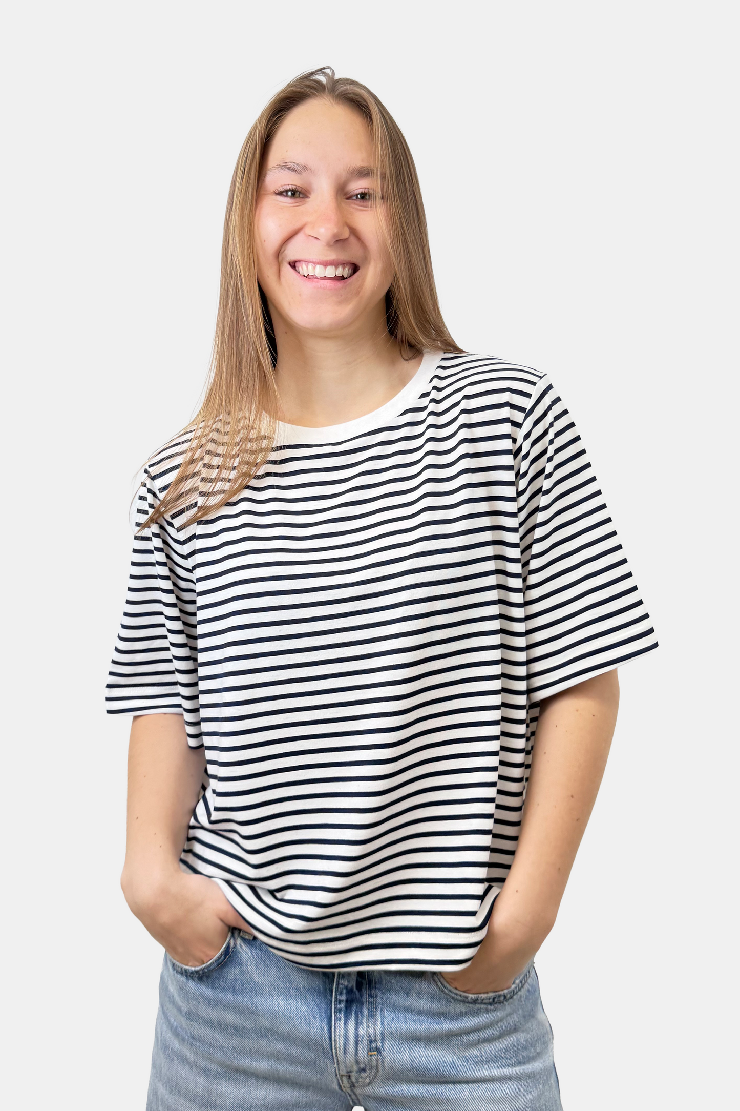 Crop Boxy fit Listado azul (8875104043261)