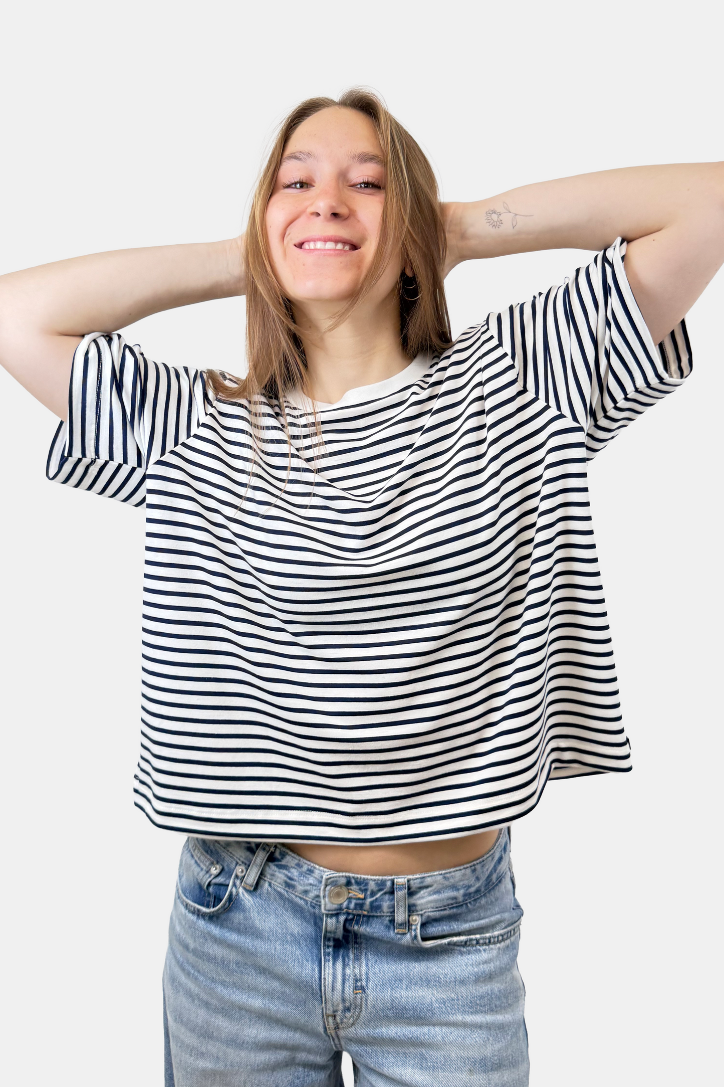 Crop Boxy fit Listado azul (8875104043261)