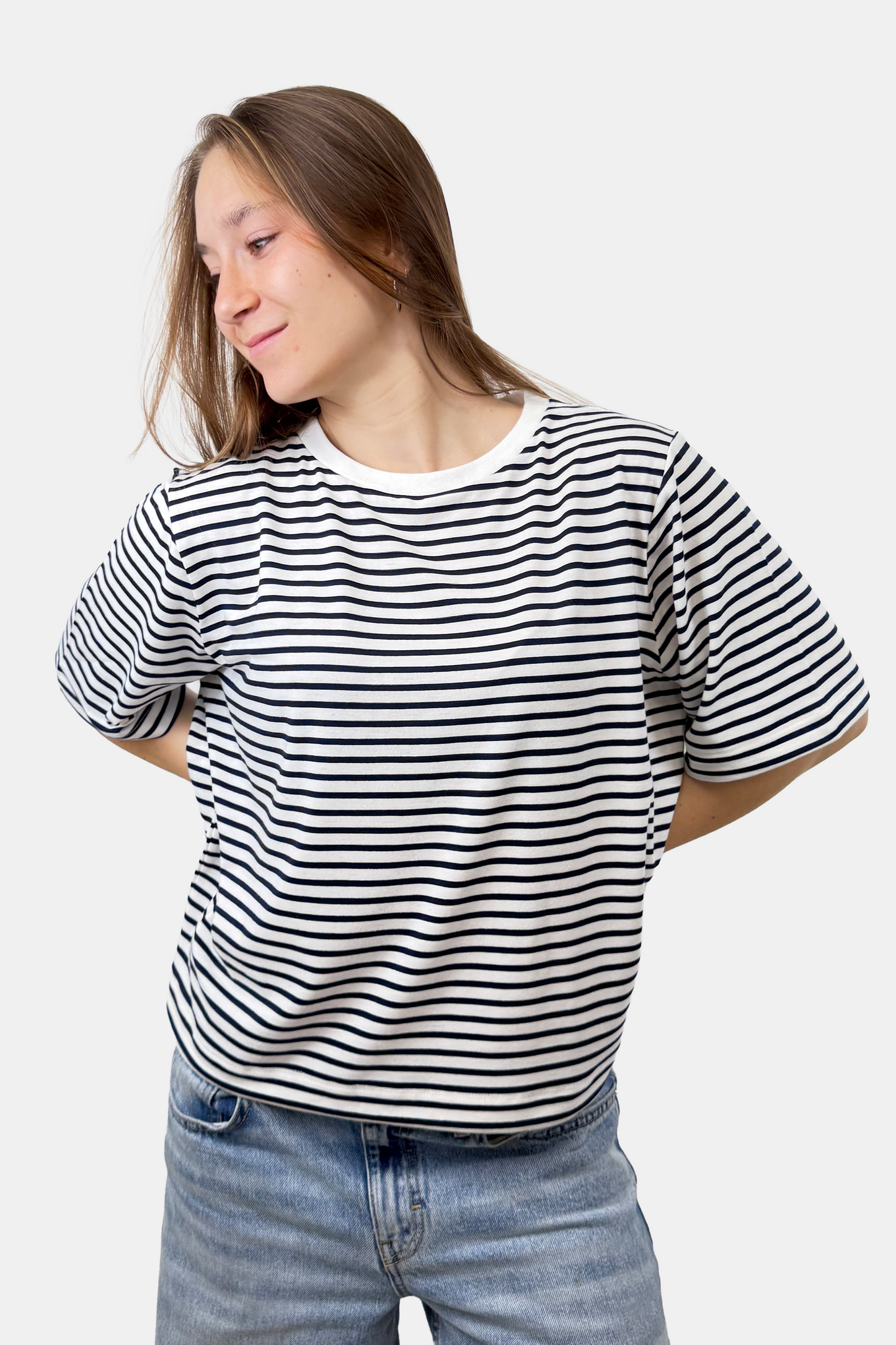 Crop Boxy fit Listado azul (8875104043261)