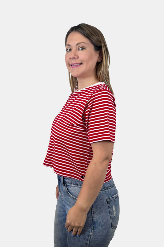 Crop Boxy fit Listado rojo (8875103617277)