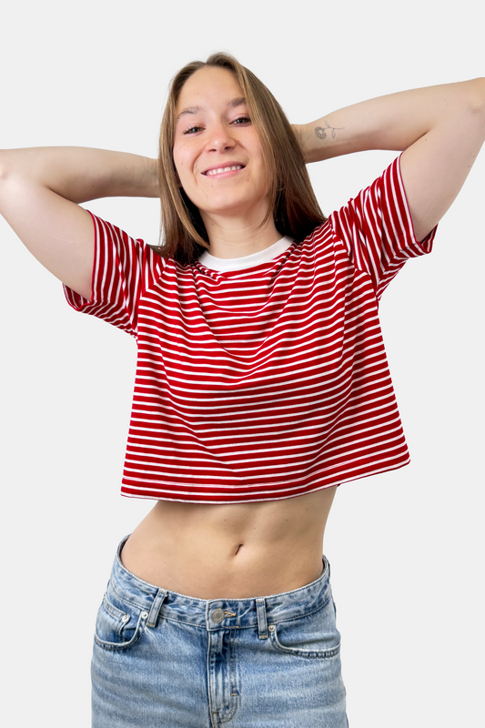 Crop Boxy fit Listado rojo (8875103617277)