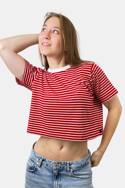 Crop Boxy fit Listado rojo (8875103617277)