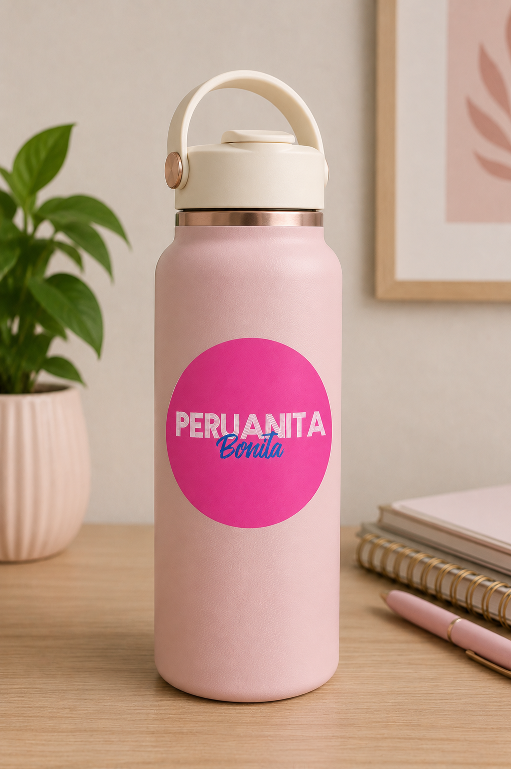 Sticker grande Peruanita bonita fuxia